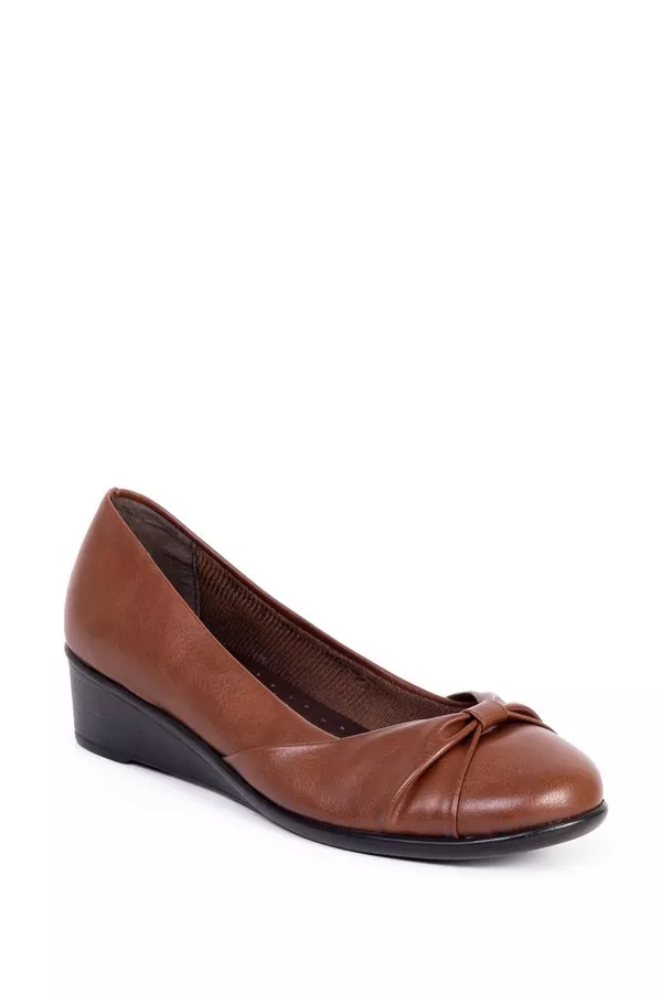 WEDGE WITH BOW TRIM BROWN
