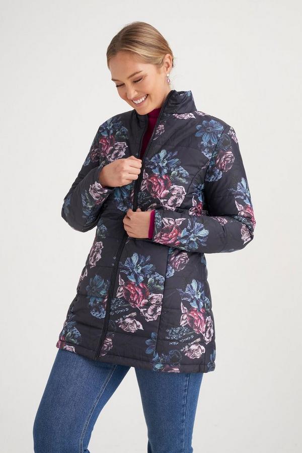 REVERSIBLE FLORAL PRINT PUFFER JACKET