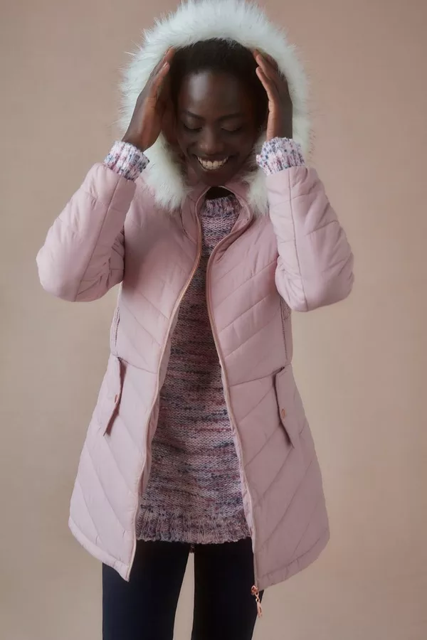 QUILTED PUFFER JACKET PINK