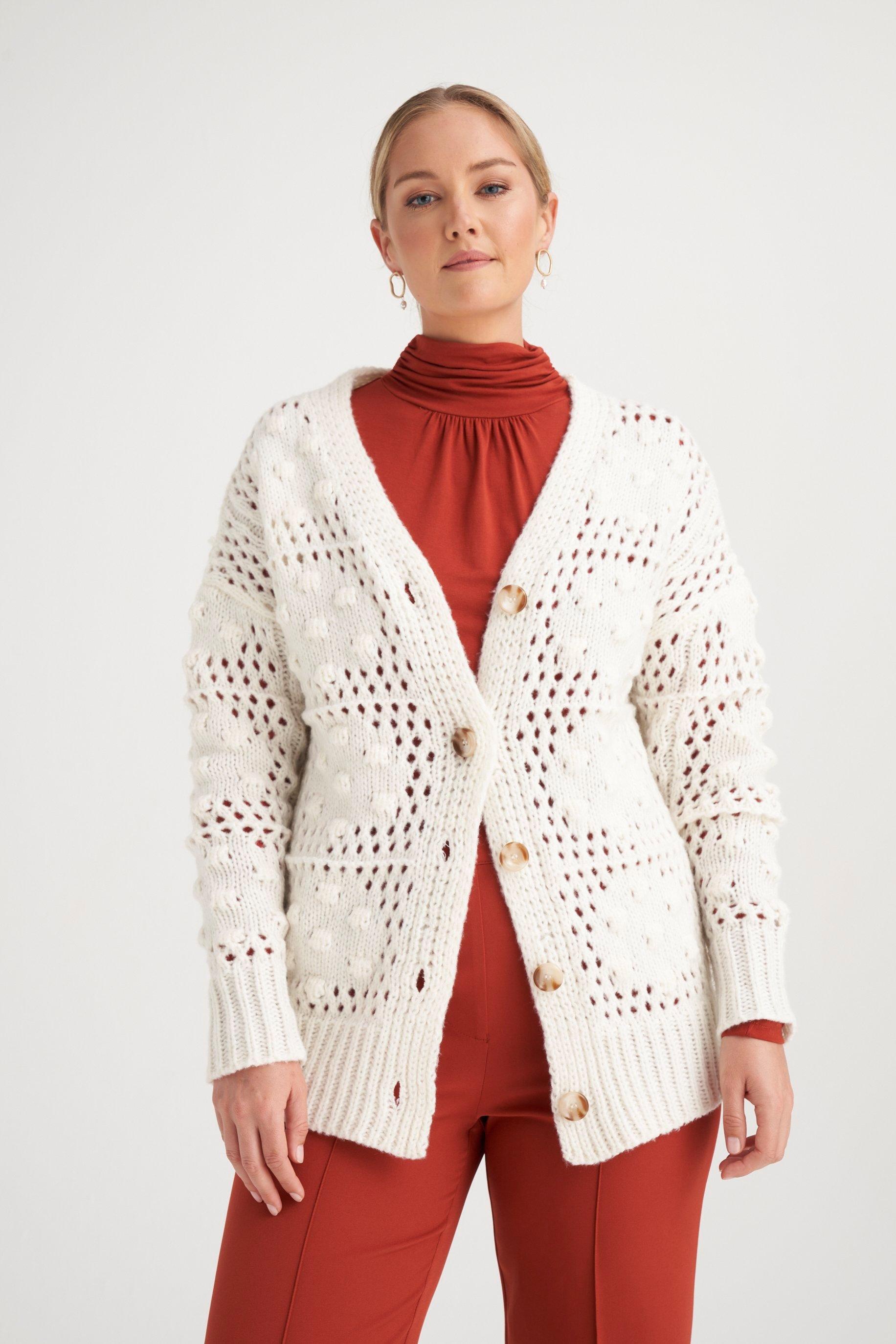 CHUNKY KNIT CARDIGAN White XXL - | - MILADYS Winter