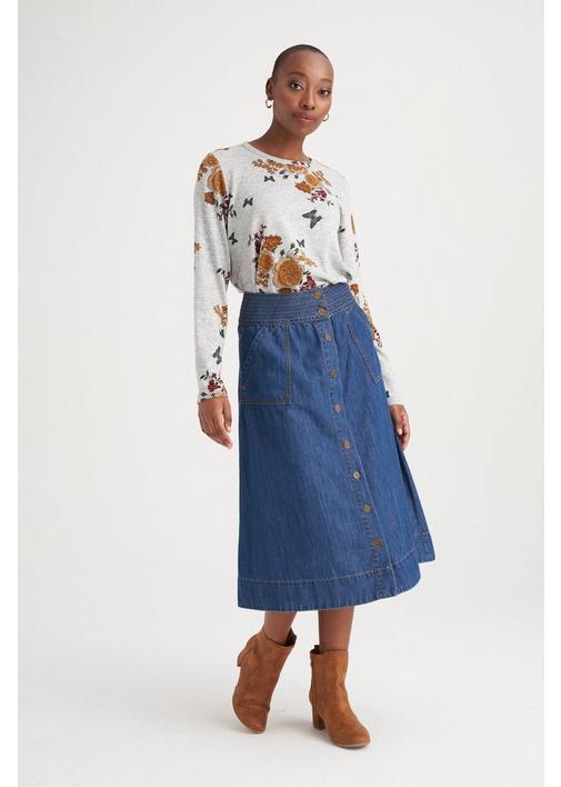 Blue denim shop skirt a line