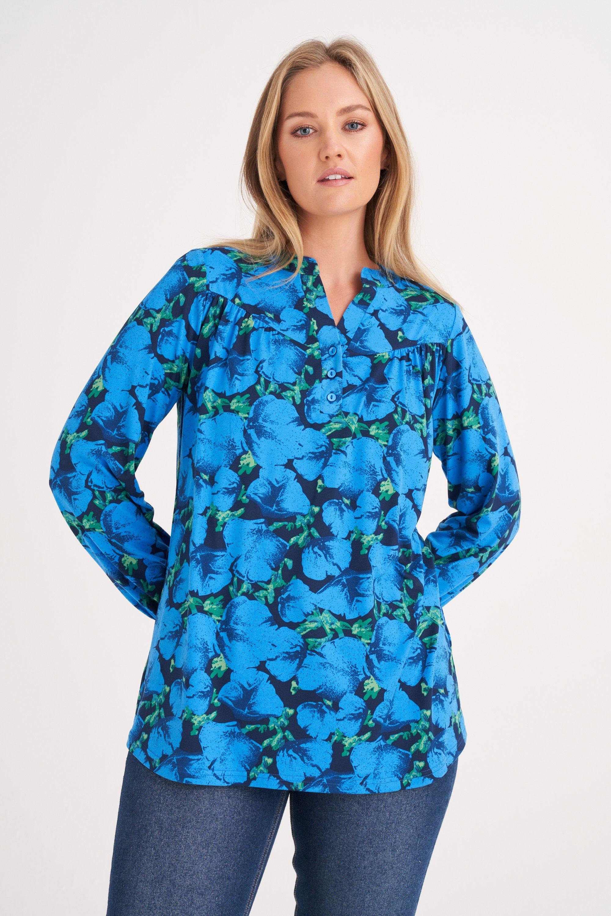 FLORAL PRINT HENLEY TOP