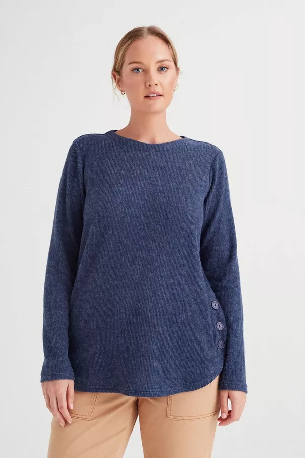 TEXTURED KNIT BOXY TOP NAVY