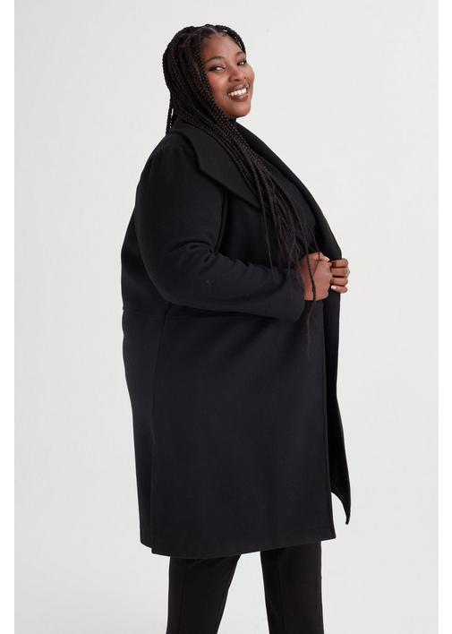 MELTON COAT BLACK - 3XL - Black | MILADYS