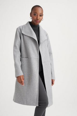 MELTON COAT GREY UNLINED - 3XL - Grey Melange | MILADYS