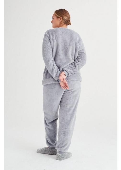 Oysho rabbit fleece sleep bottoms in grey