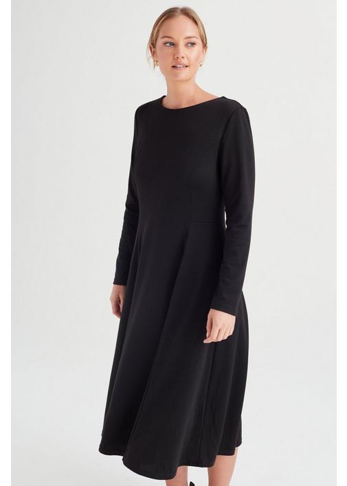 PONTE FIT AND FLARE DRESS BLACK - XXL - Black | MILADYS