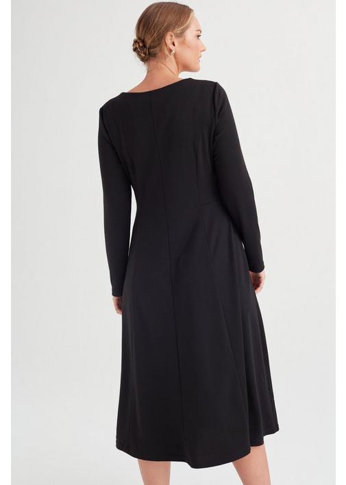 PONTE FIT AND FLARE DRESS BLACK - XXL - Black | MILADYS