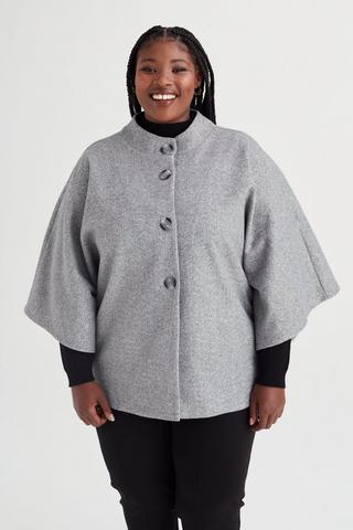 MELTON PONCHO GREY - 3XL - Grey Melange | MILADYS