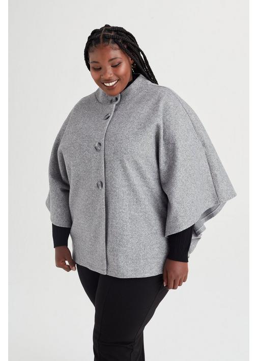 MELTON PONCHO GREY - 3XL - Grey Melange | MILADYS