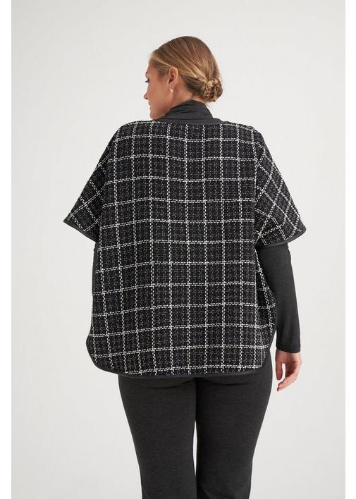 CHECK BOUCLE PONCHO - 3XL - Black | MILADYS
