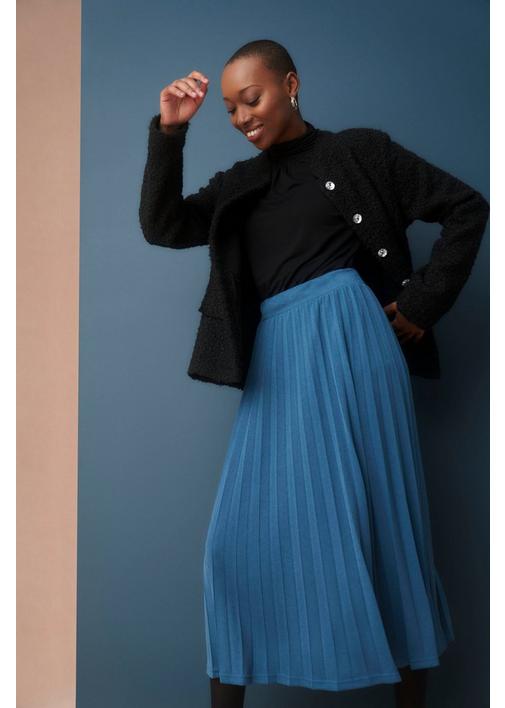 PLEATED A LINE SKIRT 3XL Teal MILADYS