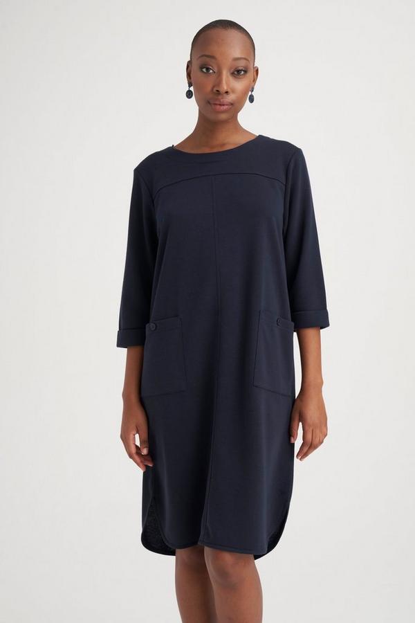 UNBRUSHED FLEECE DRESS NAVY