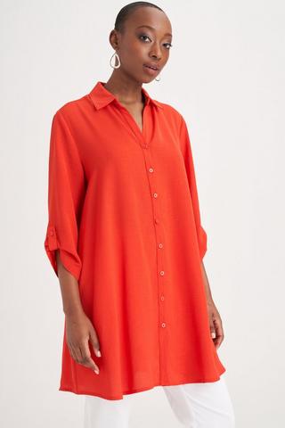 Orange button hotsell down dress