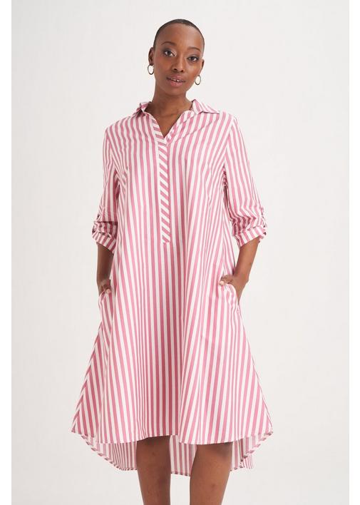 Pink and white outlet shirt dress