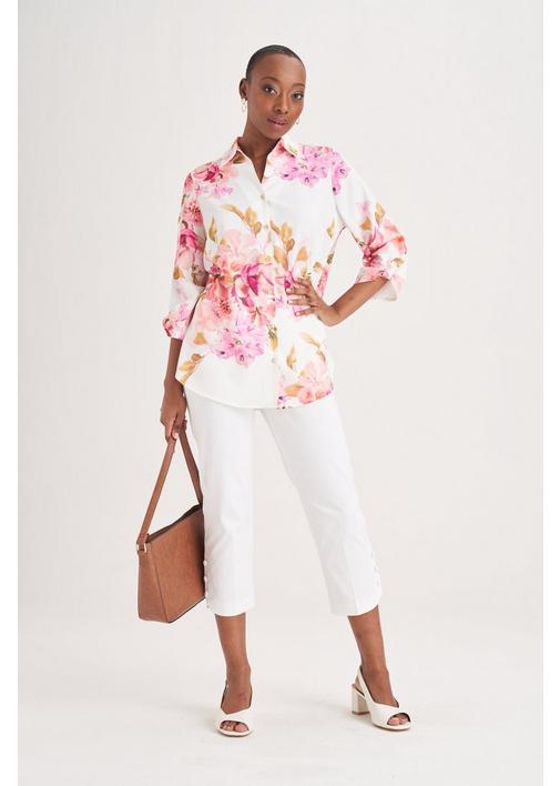 FLORAL PRINT SHIRT - White / Pink