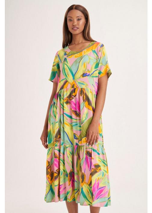 FLORAL PRINT MAXI TIERED DRESS - 3XL - Multi