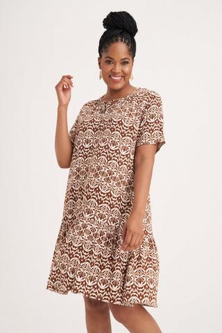 Miladys - Become a pro at mixing prints with one easy shift dress. (Did we  mention the super-flattering peasant neckline? It's a summer must-have.)  View More Dresses Here:  FASHION/Dresses.aspx