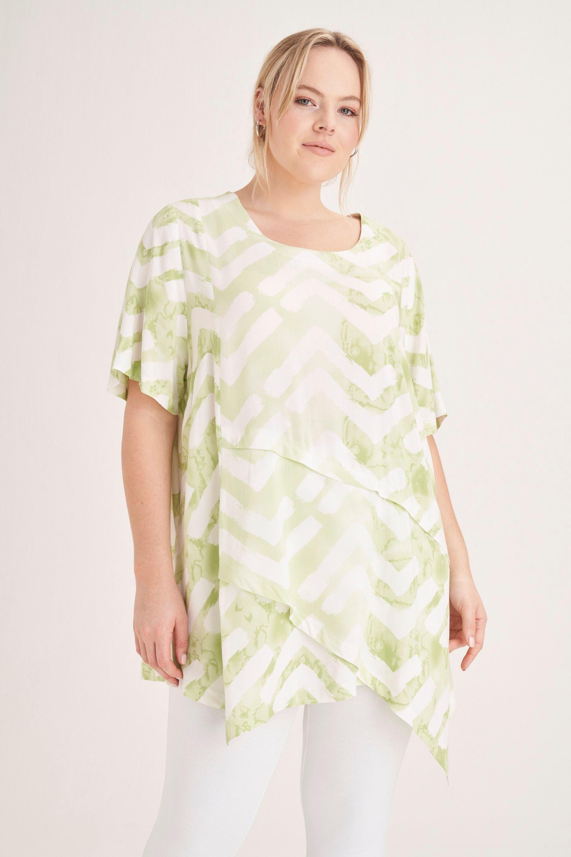 PRINTED LAYERED TUNIC LIME