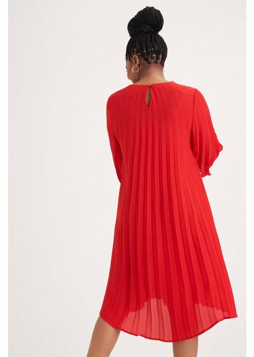 PLEATED A-LINE DRESS RED - 3XL - Fire Engine Red | MILADYS