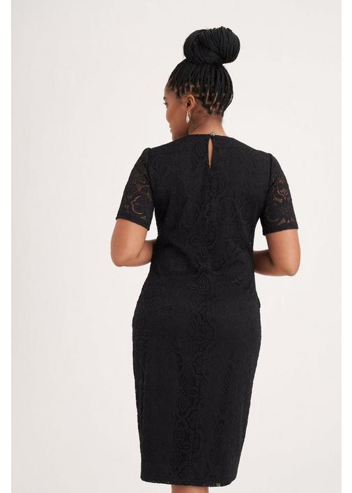 BODYCON LACE DRESS BLACK - 3XL - Black | MILADYS