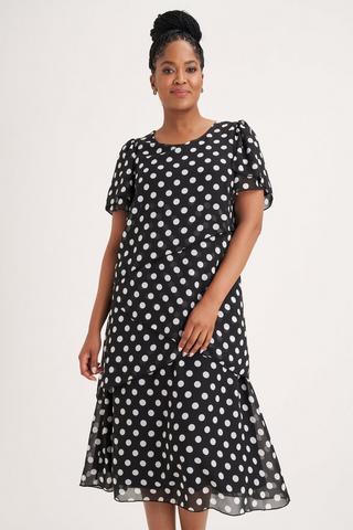 Polka print clearance dress