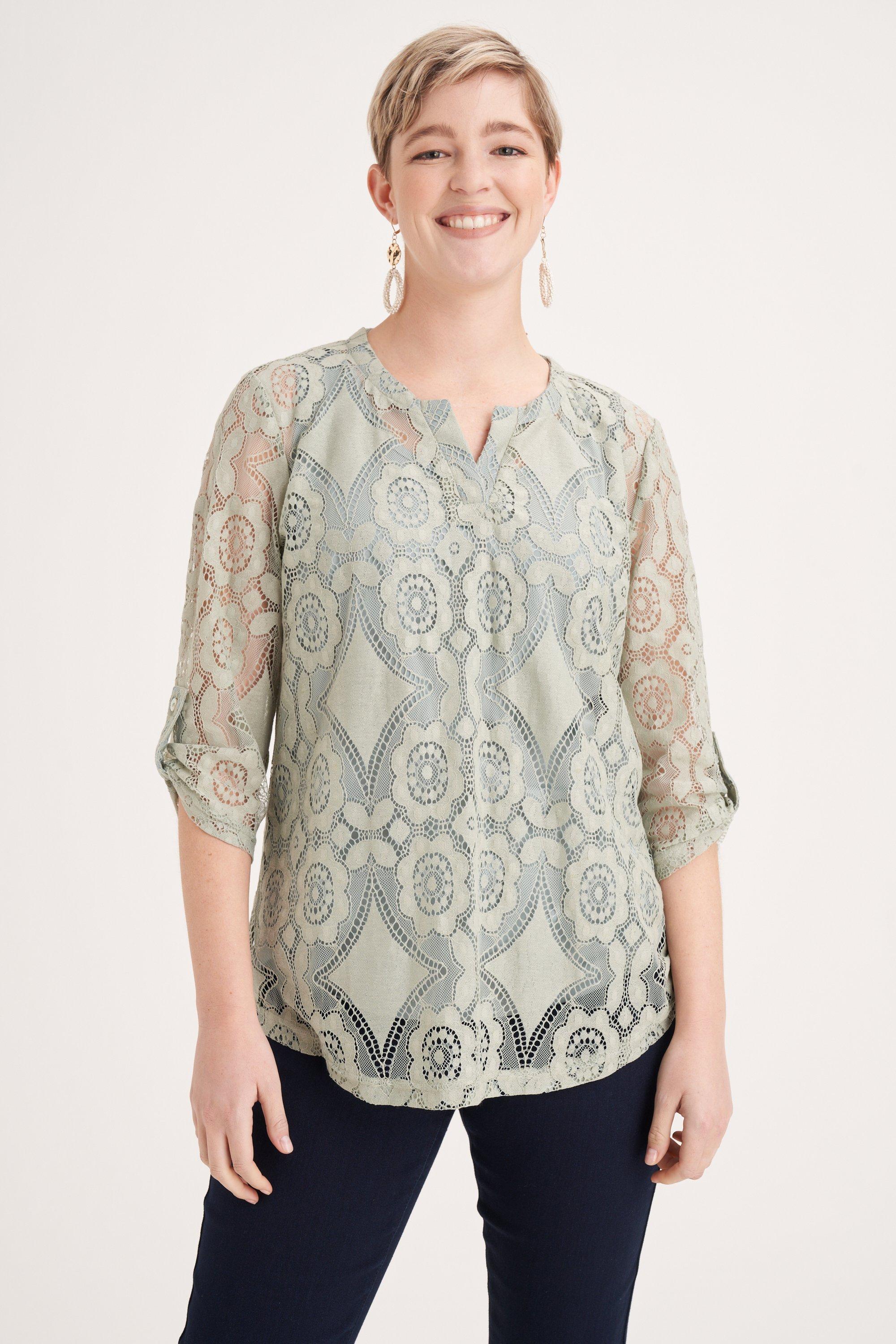HENLEY TOP WITH LACE OVERLAY