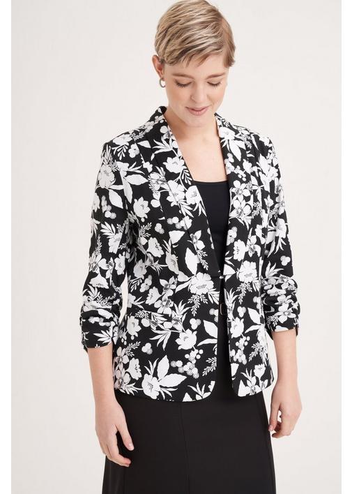 Black and outlet white floral blazer