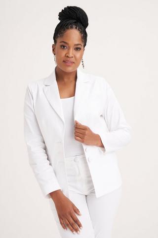 Long hot sale white blazer