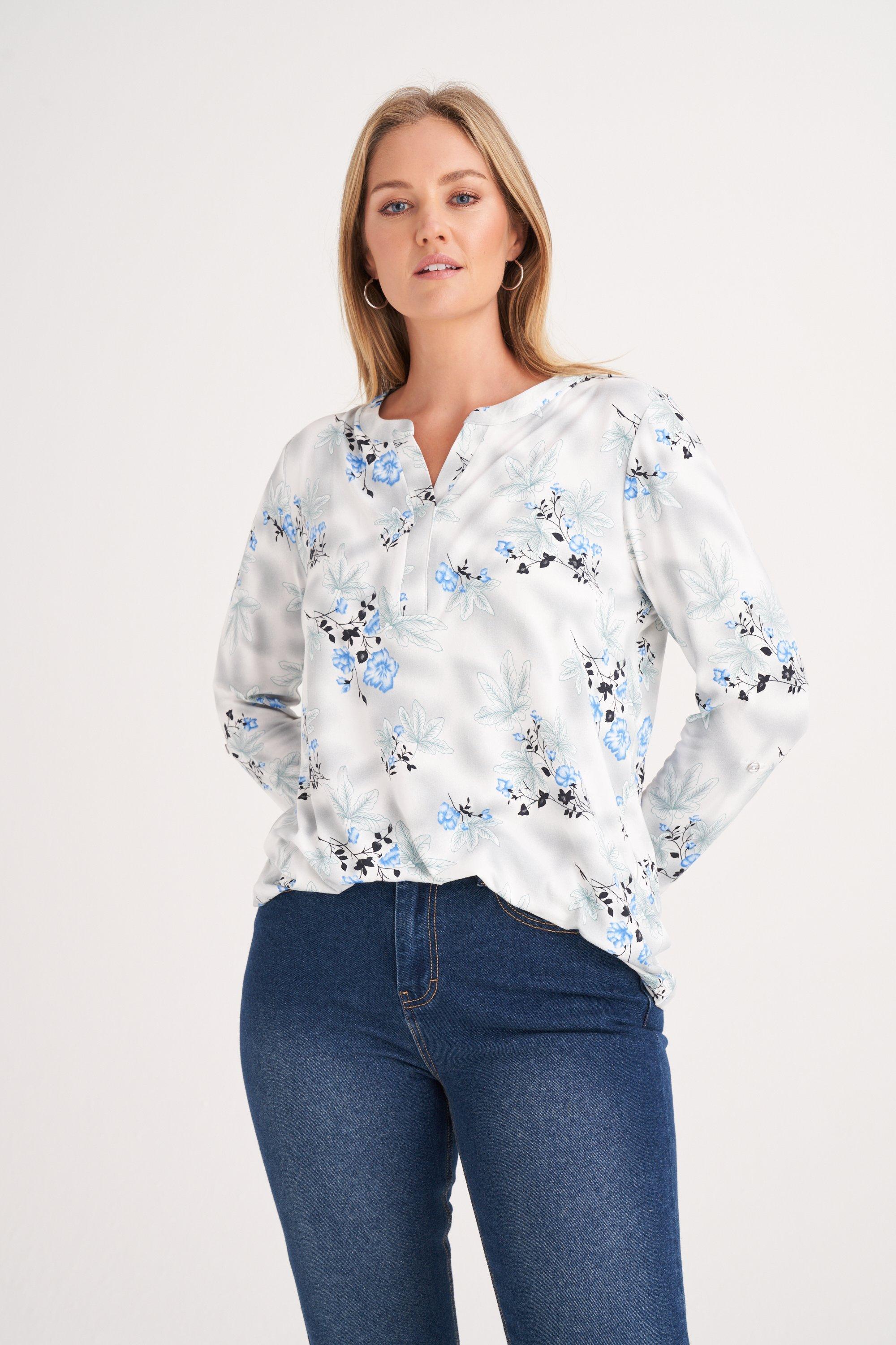 FLORAL PRINT HENLEY TOP