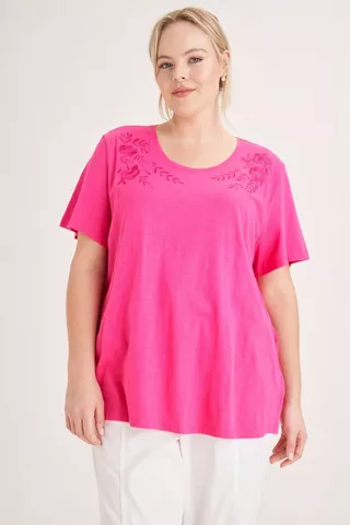 EMBROIDERED TEE PINK