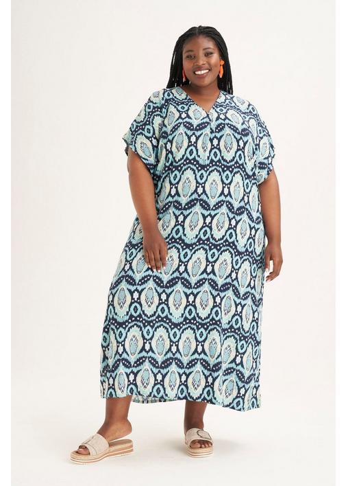 PRINTED MAXI KAFTAN DRESS - 3XL - Mint