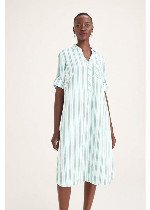 Green striped 2025 shirt dress