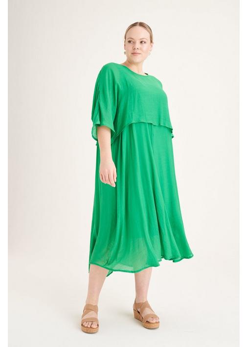 A LINE DRESS GREEN OVERLAY XXL Grass Green MILADYS