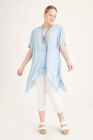 BLUE A-LINE TUNIC WITH NECKLACE