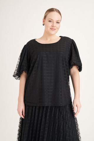 MESH TEXTURED TOP 3XL Black MILADYS