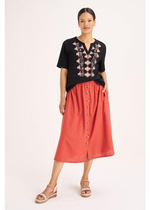 LINEN A LINE SKIRT RUST 3XL Rust MILADYS
