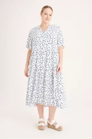 POLKA DOT PRINT PEASANT DRESS