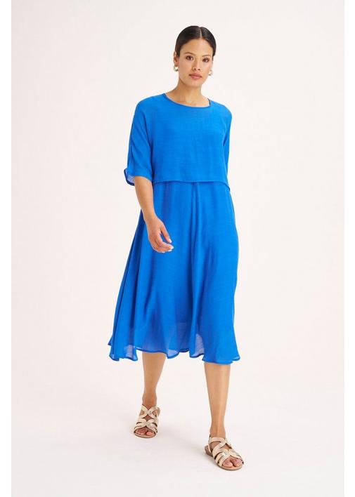 Miladys - A classic navy blue midi dress with a little pop