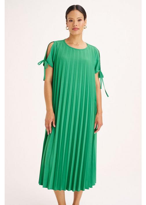 A-LINE PLEATED DRESS GREEN - M - Grass Green | MILADYS