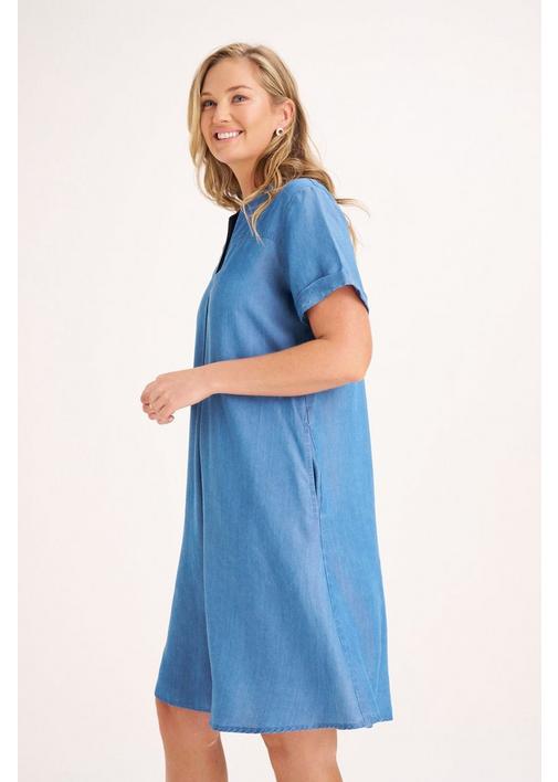 Miladys - Shift into relaxation mode in this soft denim dress with festive  ruffled sleeves. Where are you wearing yours this holiday? View more  Dresses here