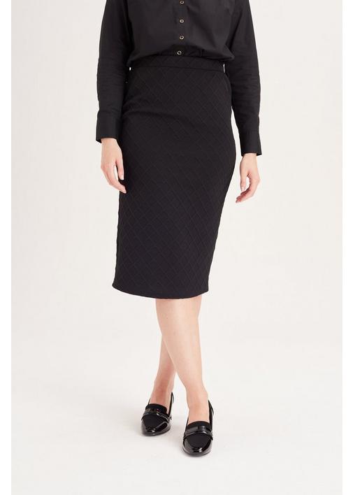 Black Textured Tube Pencil Skirt