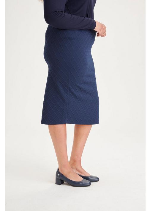 Navy textured 2025 pencil skirt