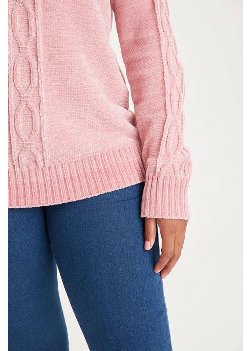 トップス mideal volume cable knit pink V-Neck Cable-Knit Sweater - Light dusty pink - Ladies | H&M CA