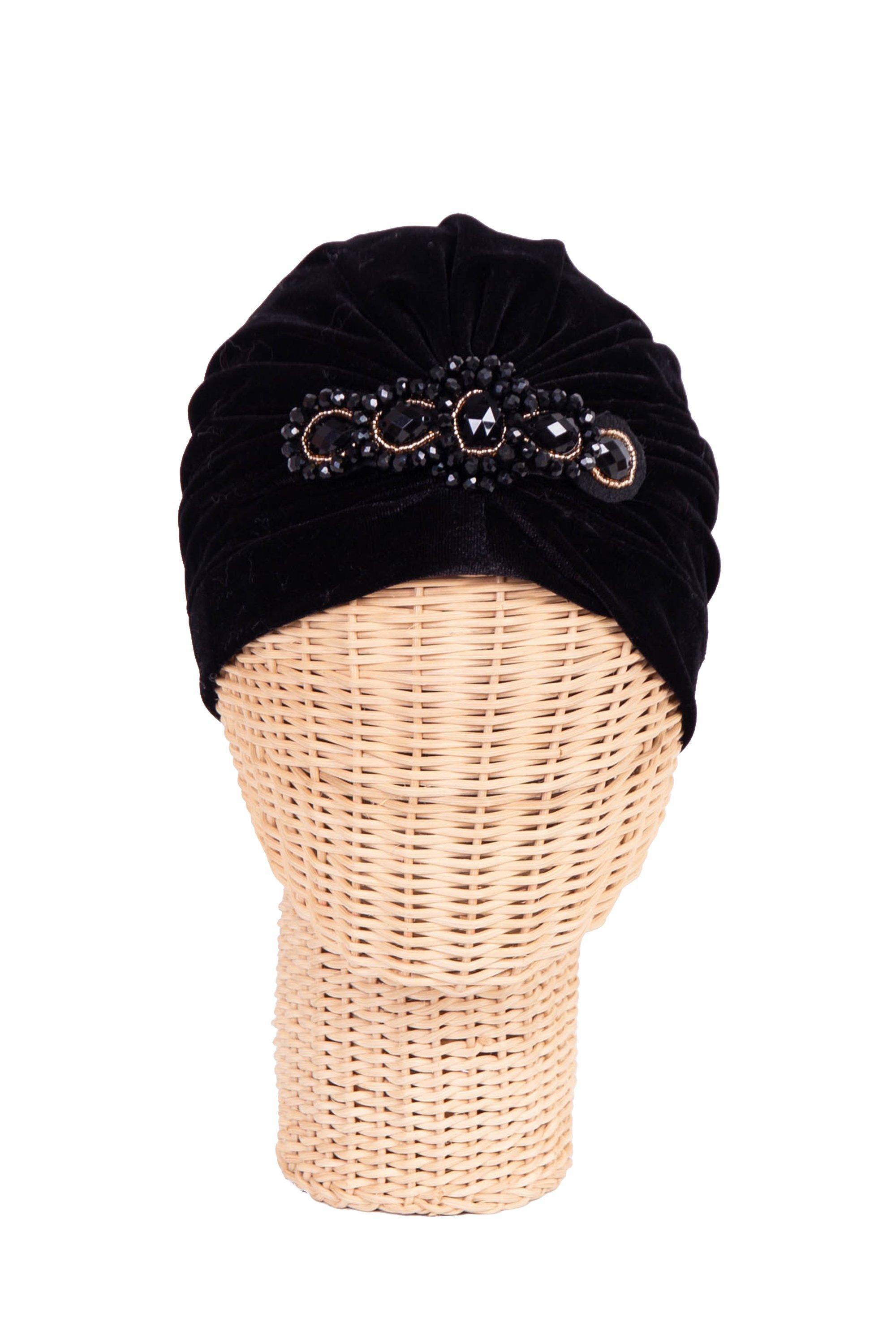 EMBELLISHED VELOUR TURBAN - 1 - Black