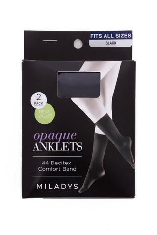 2 PACK OPAQUE ANKLETS BLACK