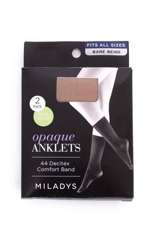 2 PACK OPAQUE ANKLETS BARE BEIGE - 1 - Beige