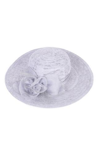 FLOWER TRIM HAT GREY