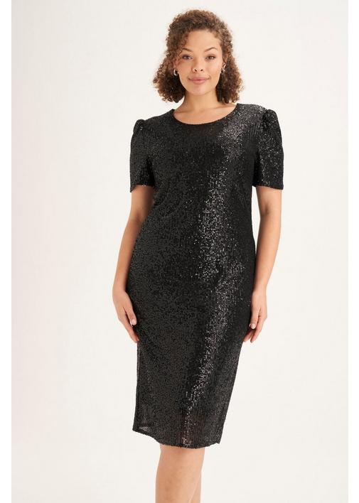 FULL SEQUINS BODYCON DRESS 127 Black MILADYS