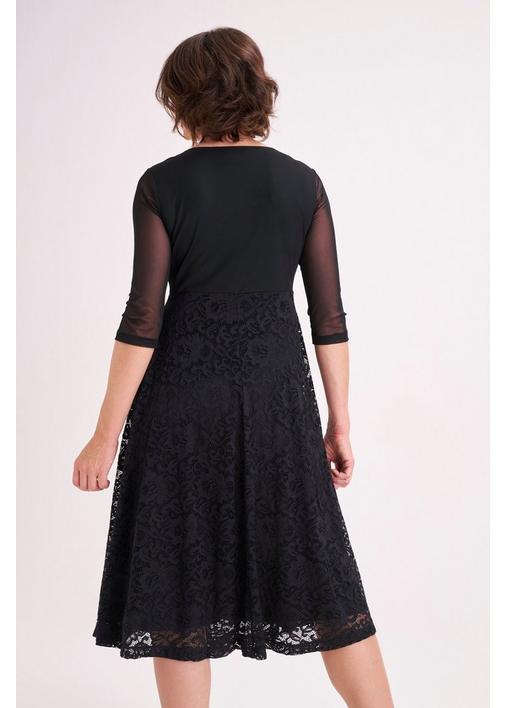 LACE FIT AND FLARE DRESS BLACK XXL Black MILADYS